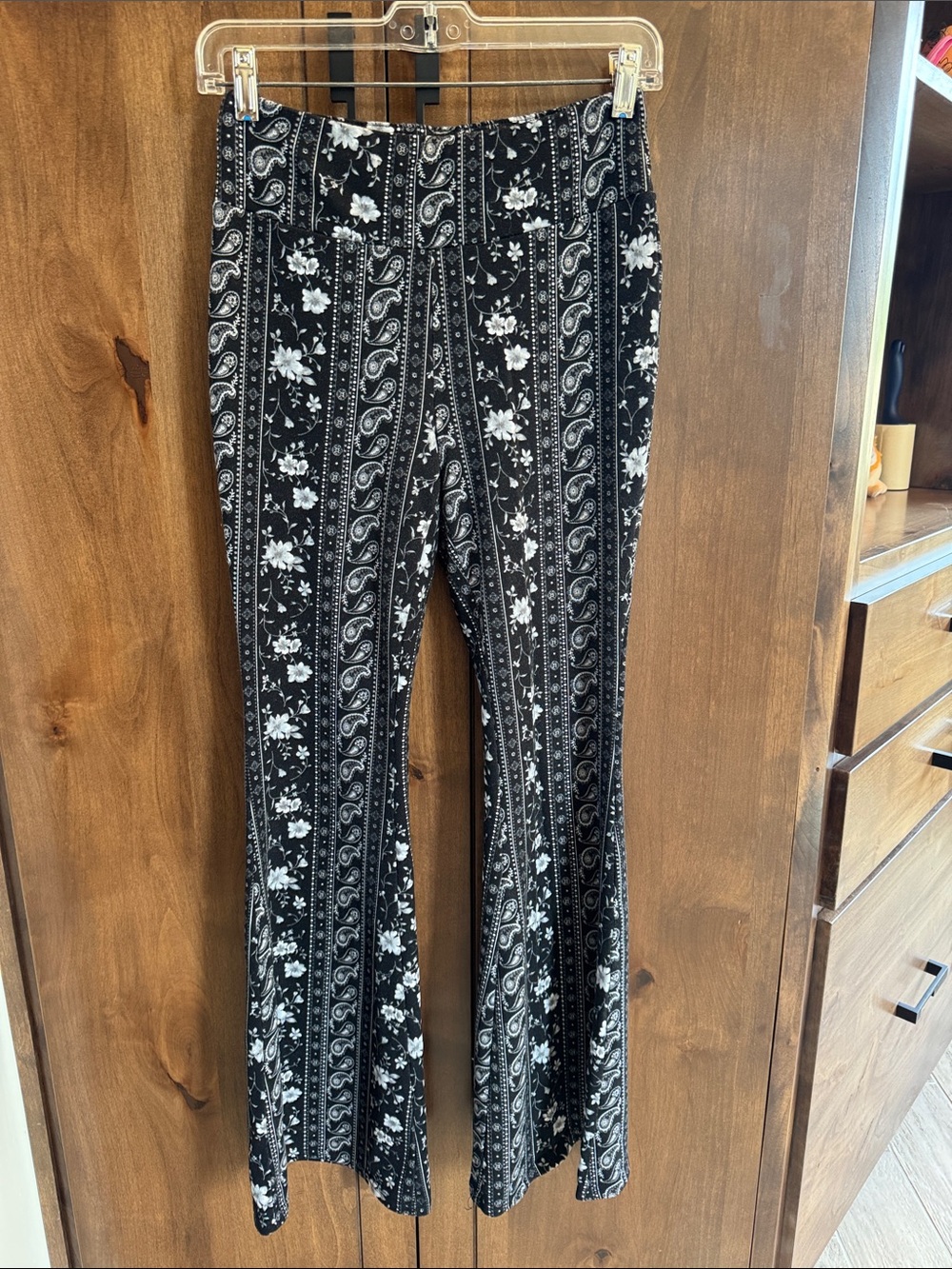 No Boundaries Black & White Floral Paisley Flare Pants
